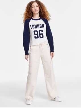 Celebrity Pink Juniors' Relaxed Cargo Pants - Sand SIZE 1/25 NWT